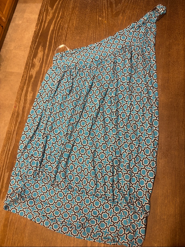 Women’s Blue Patterned One-Shoulder Shirt